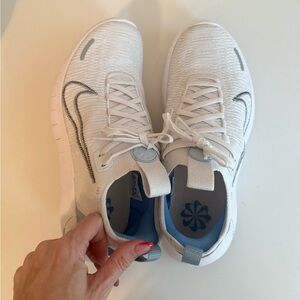Nike Free Run White and Blue Athletic Sneakers